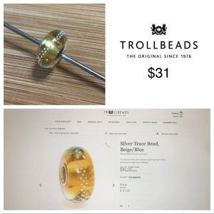 Trollbeads - Silver Trace Bead, Beige/Blue